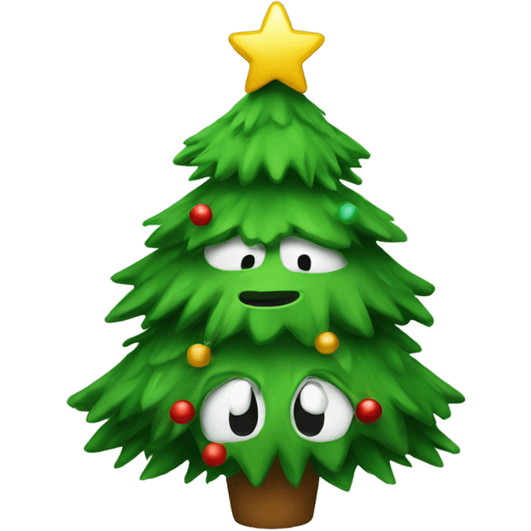 Christmas tree wearing a hat emoji