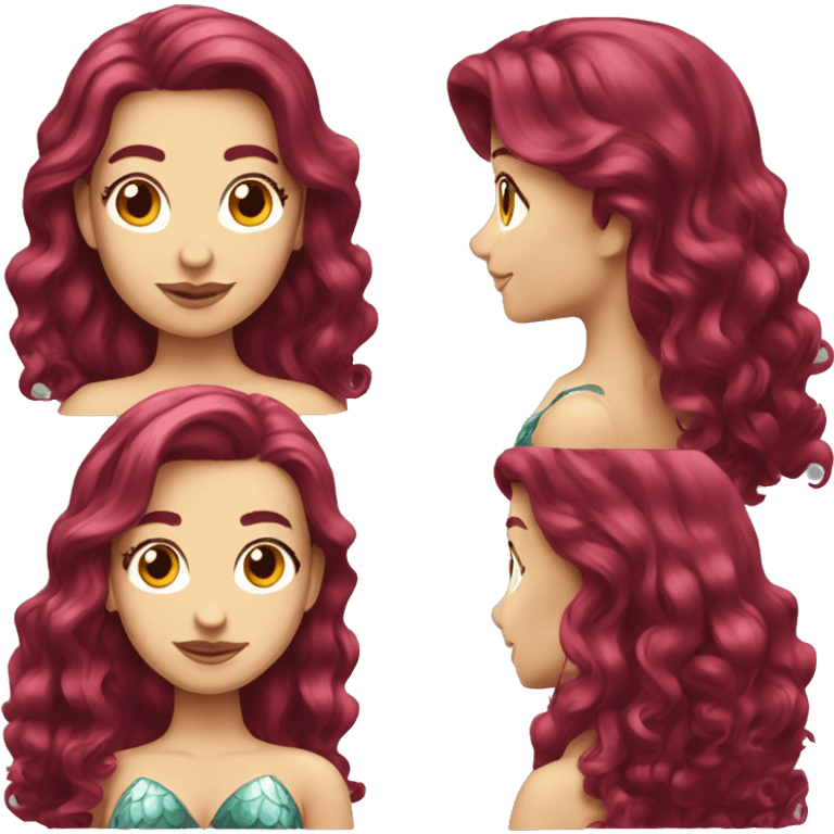 caucasian mermaid burgundy hair  emoji