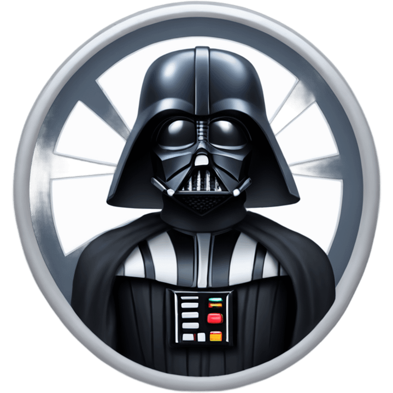 Darth Vader in front of his tie fighter emoji