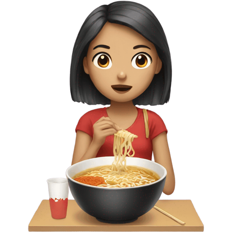 Girl eating ramen emoji