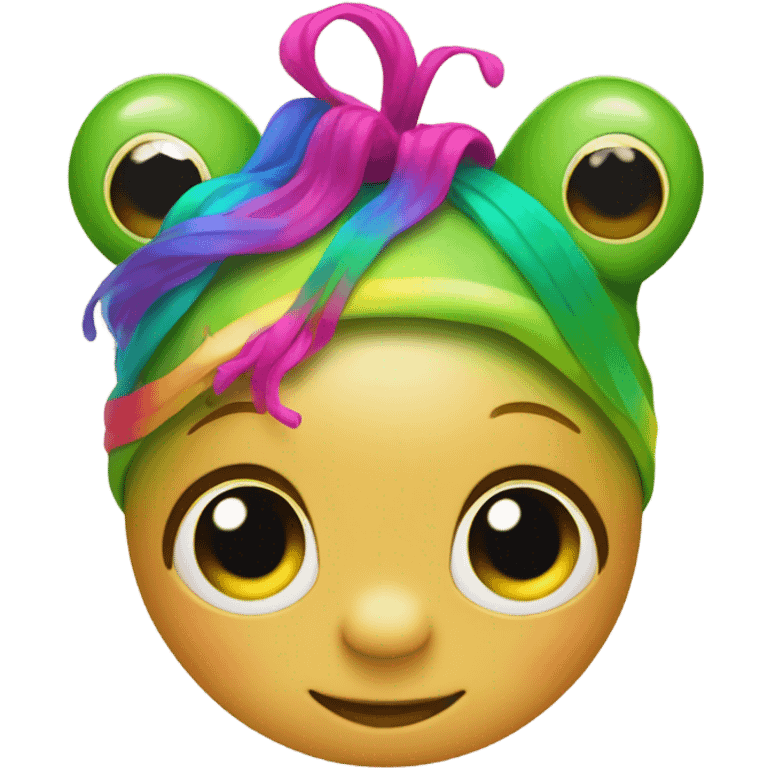 A frog with hair and a bikini on emoji