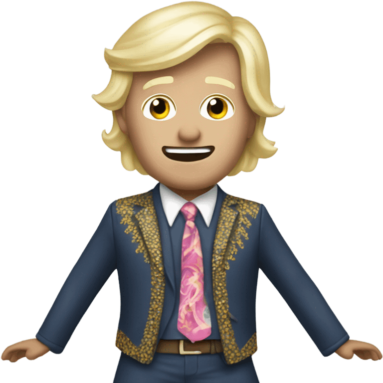 a white, blond hair hippy dancing that looks like donald trump jr  emoji