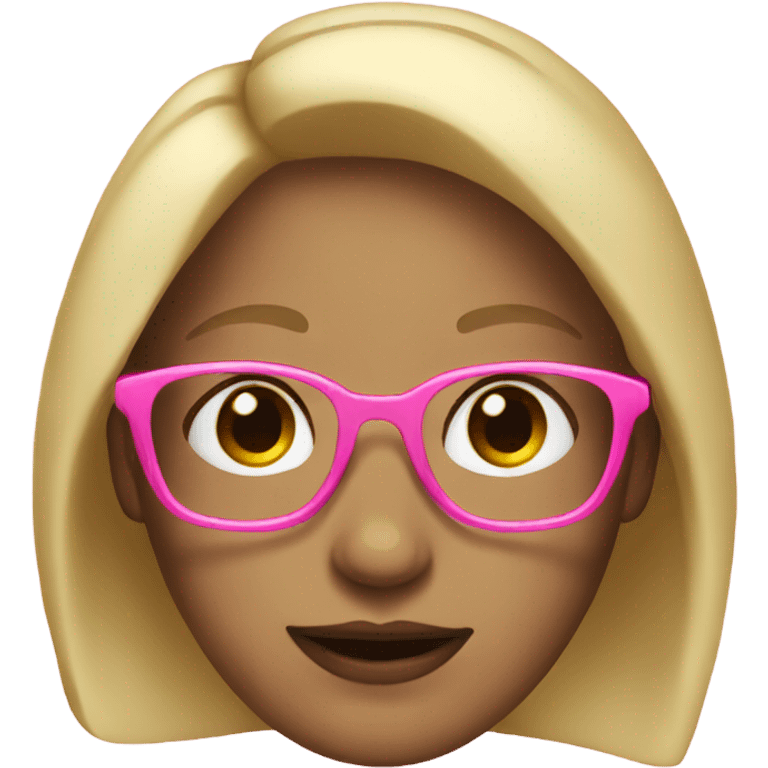 blonde with brown eyes wearing pink glasses emoji