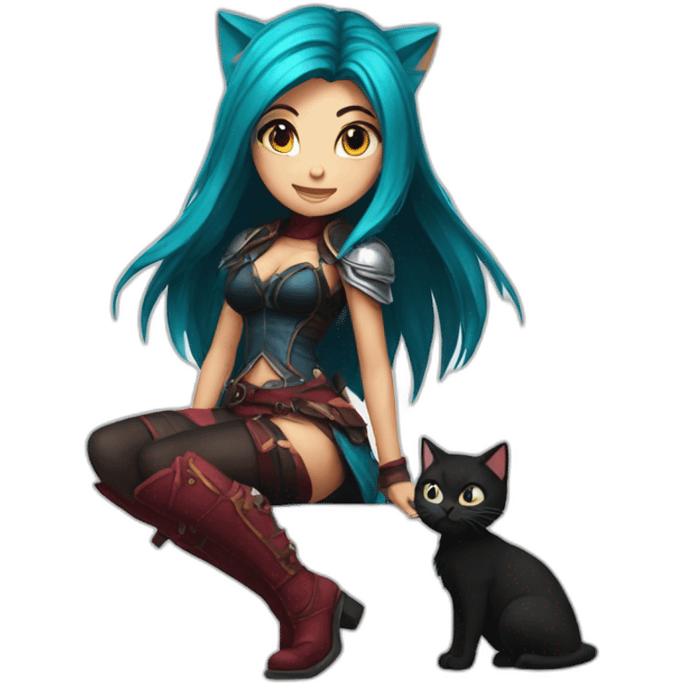 Katarina posing legs and kitten emoji