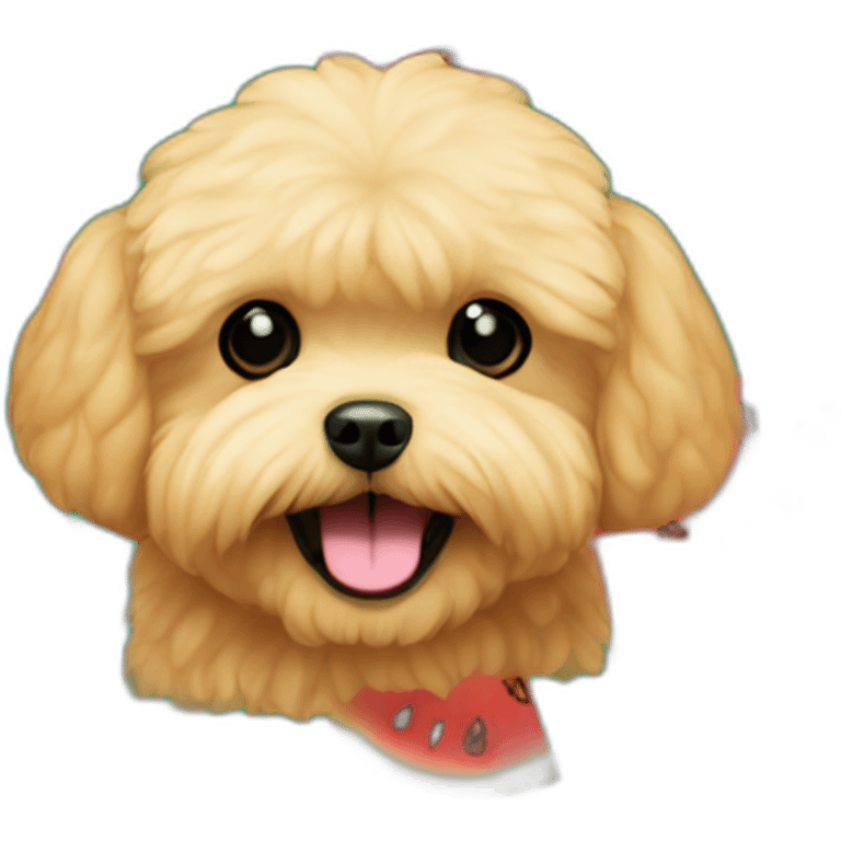 golden maltipoo inside watermelon emoji