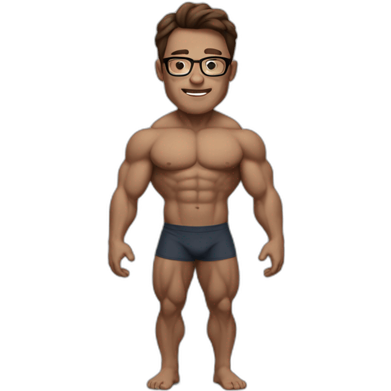 bodybuilder with brown hair and glasses without beard and clothes  emoji