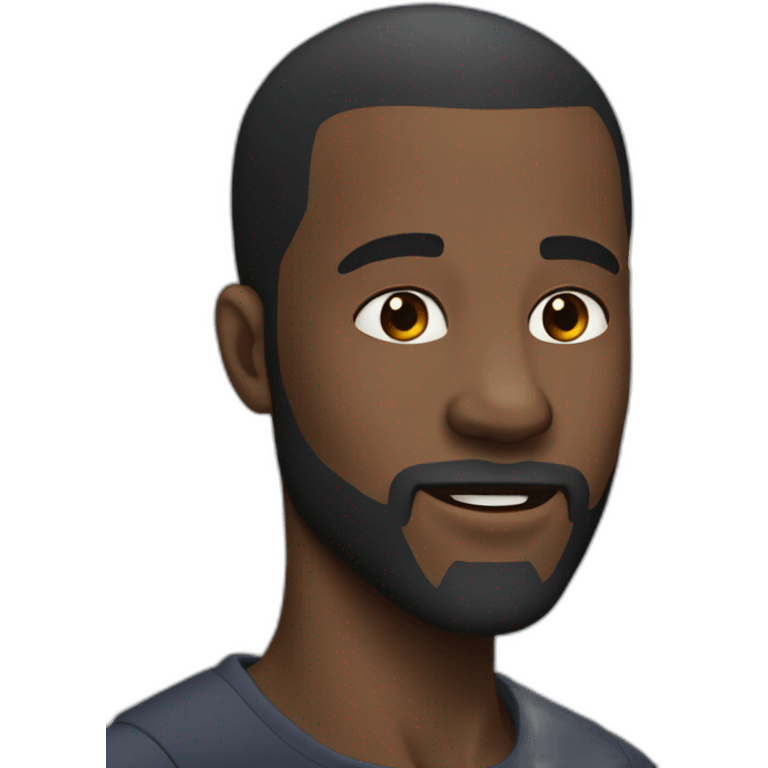 wide jaw black man with short hair and french beard emoji