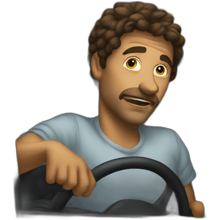 Drunk guy in a cab during 80’s emoji