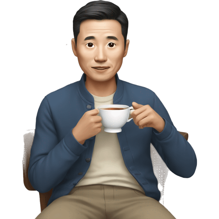 Korean man drinks tea emoji