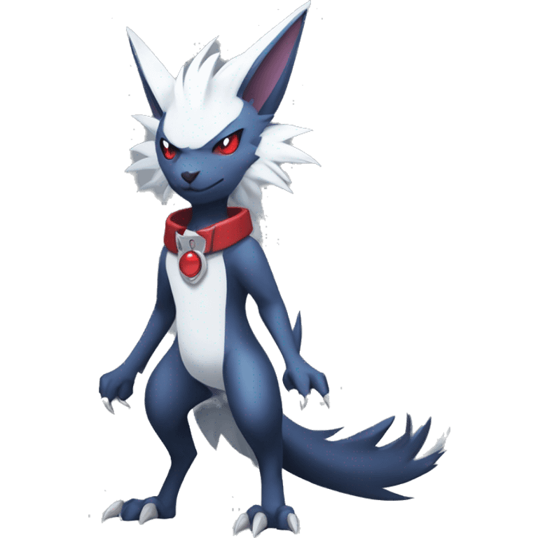 Cool Edgy Nargacuga-Absol-Zangoose-Sneasel-Quilava with a collar on, full body emoji