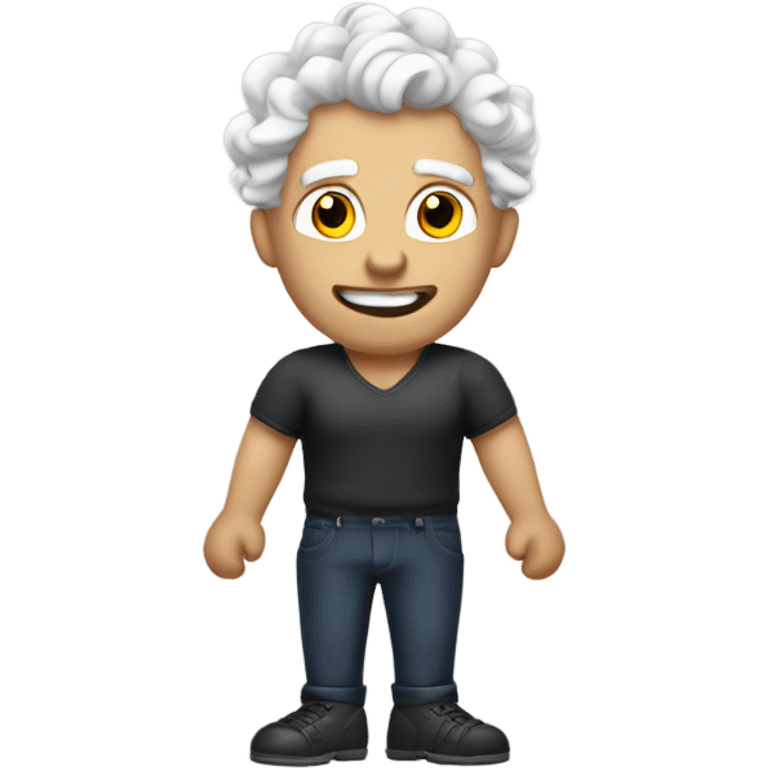 Create an emoji white-haired man with curlers and muscular body emoji