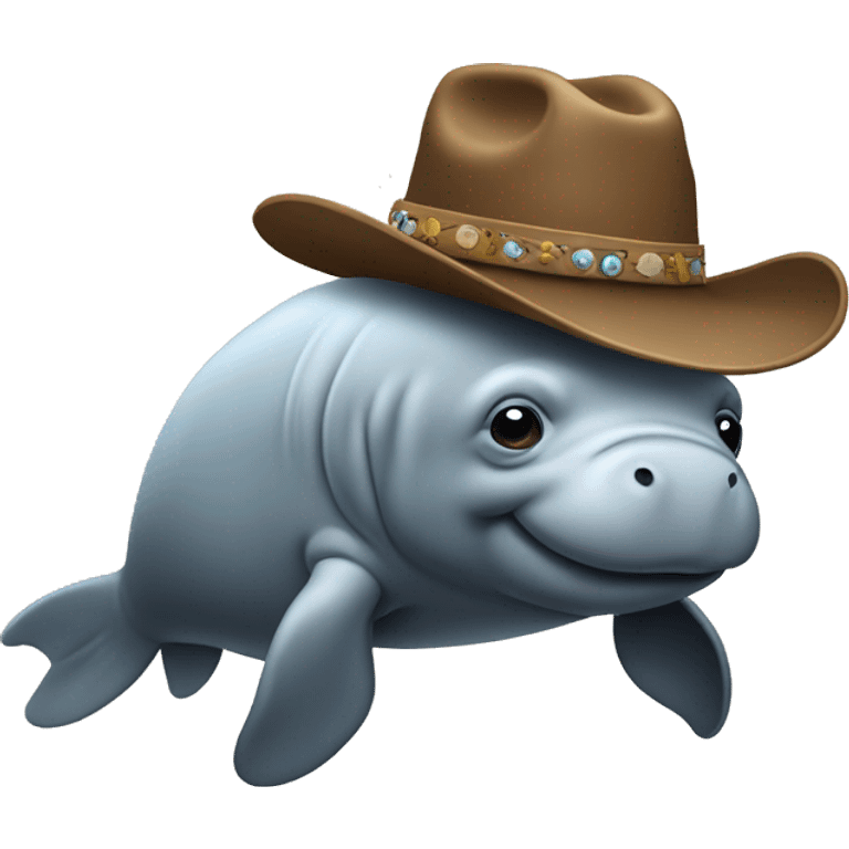 Manatee wearing cowboy hat and mullet emoji