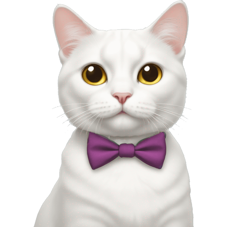 White cat with a Bow tie emoji