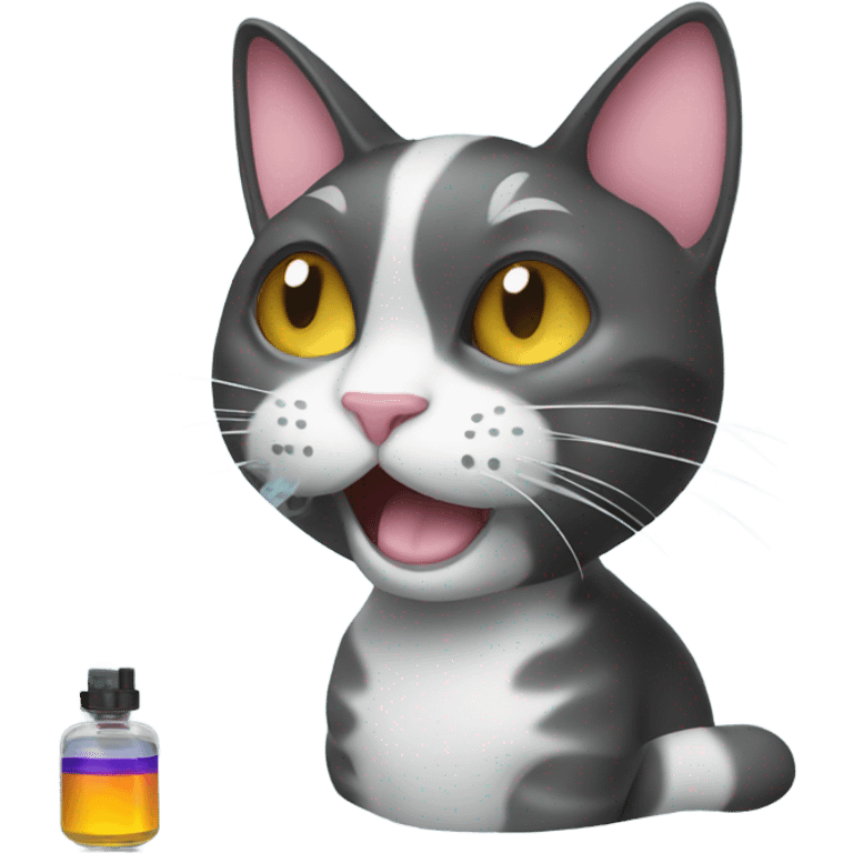 A cat smoking a vape emoji