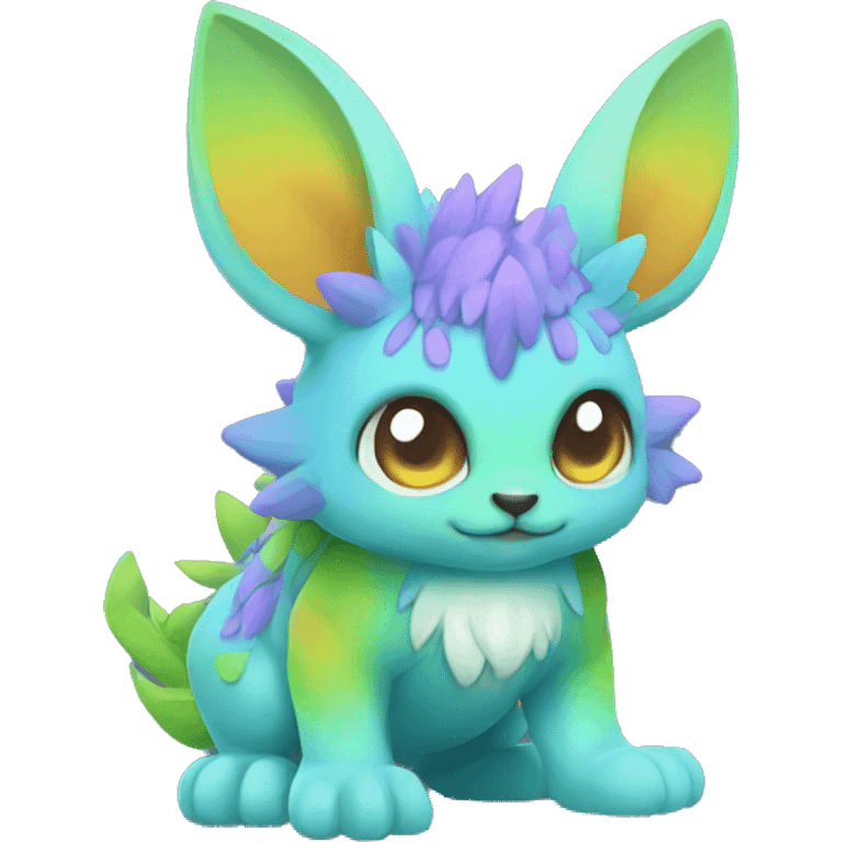 Cute cool colorful fantasy animal hybrid Fakemon full body emoji