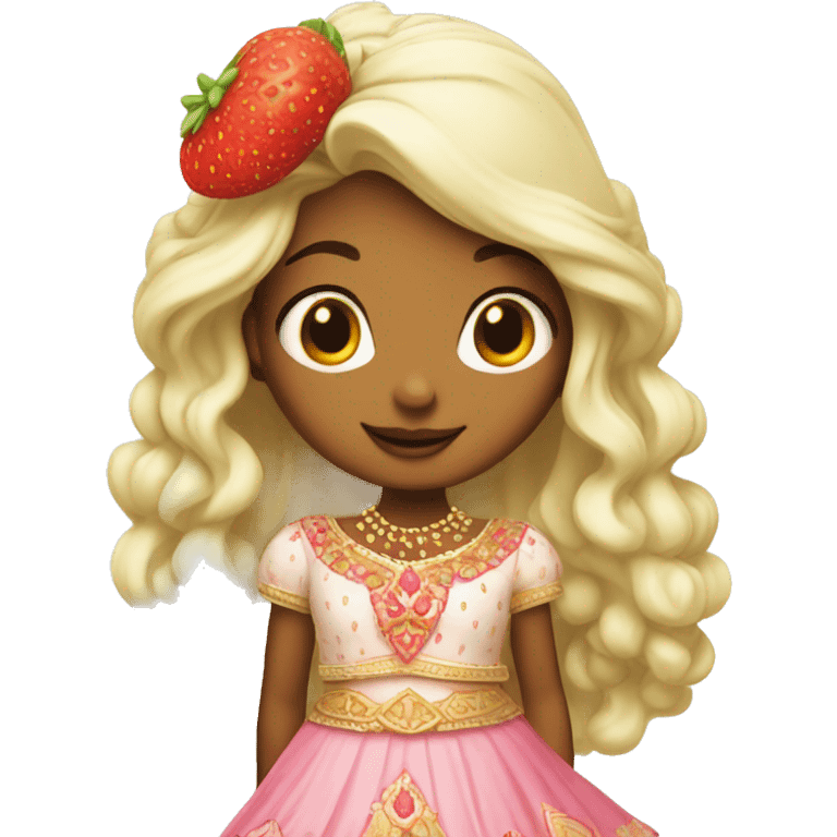 strawberry shortcake in a lehenga  emoji