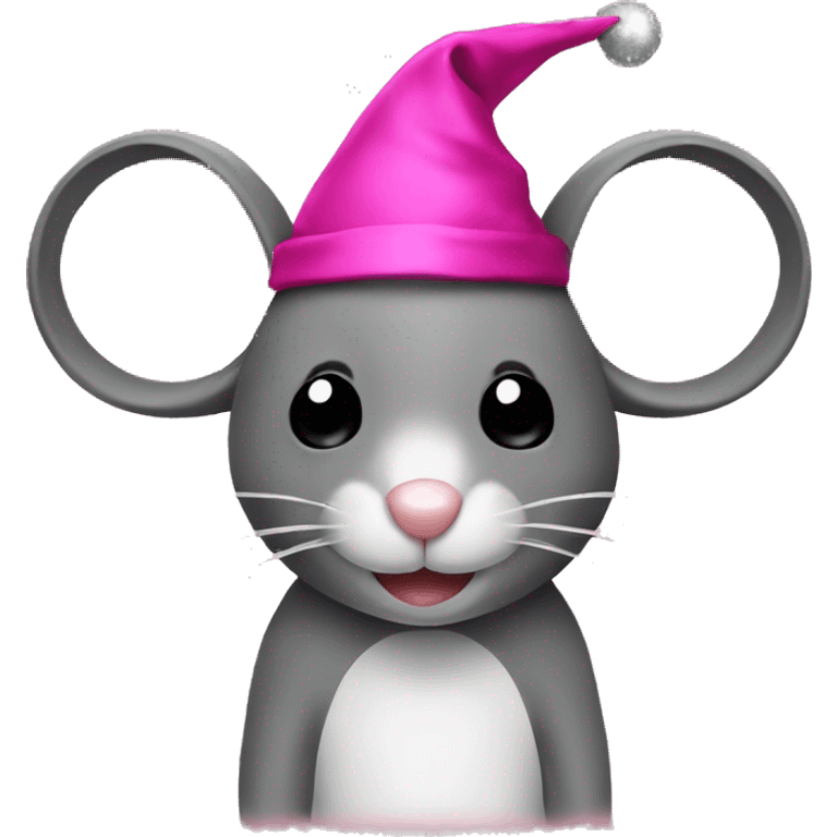 Mouse with pink christmashat emoji