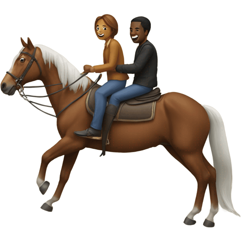 Two people riding one horse  emoji