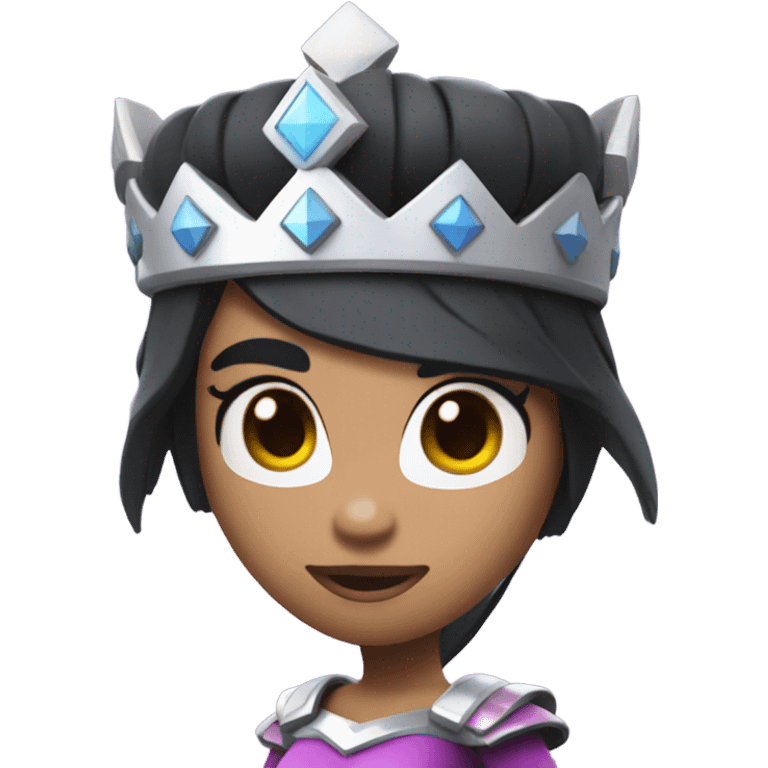 Clash royale the tower princess , white skin , black hair, and black crown on head  emoji