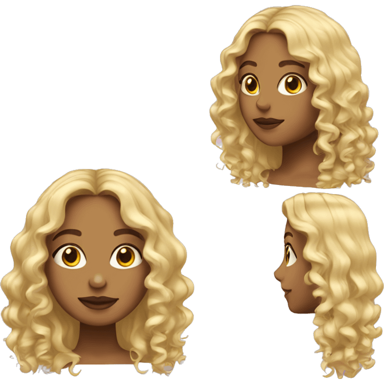 Girl with curly hair that’s blonde and a middle part  emoji