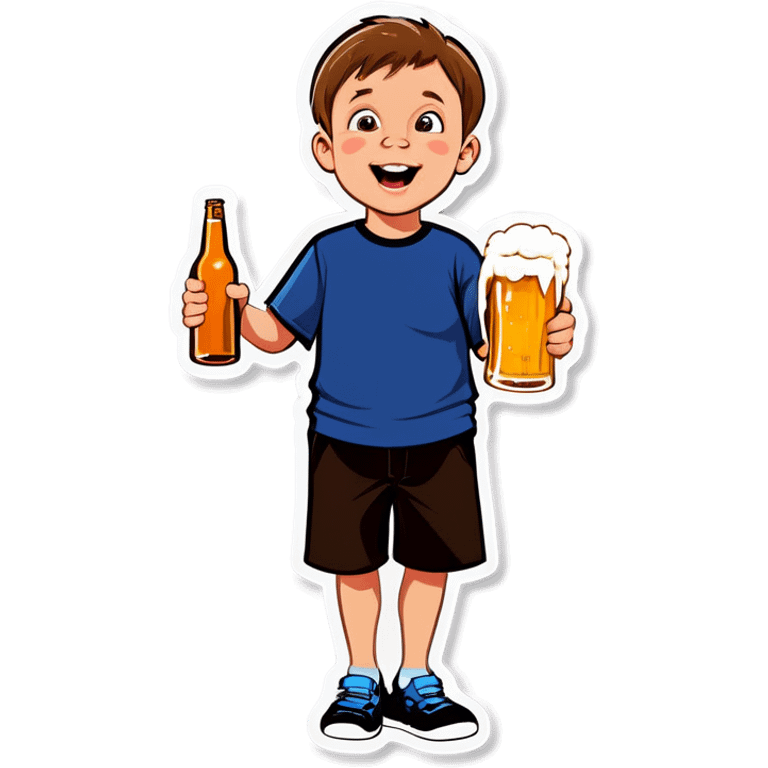 Retarded kid with a beer emoji