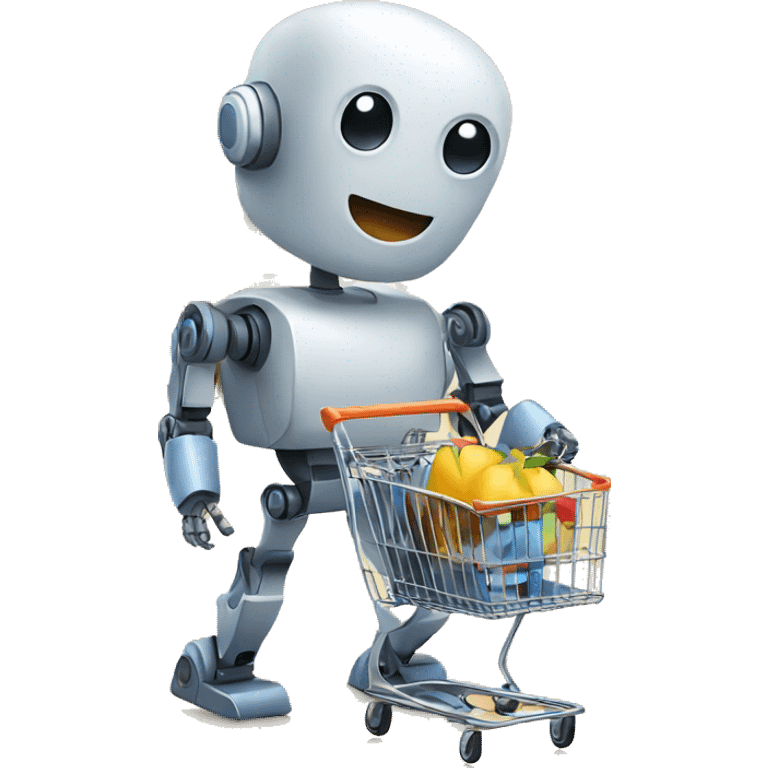 robot with a shopping cart emoji