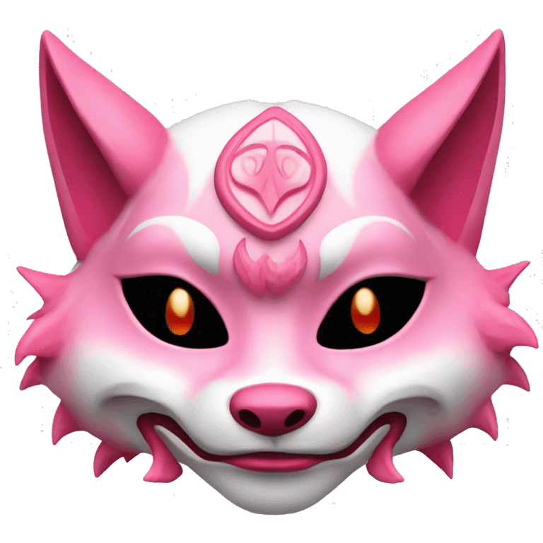 Pink feminine oni kitsune japanese mask emoji