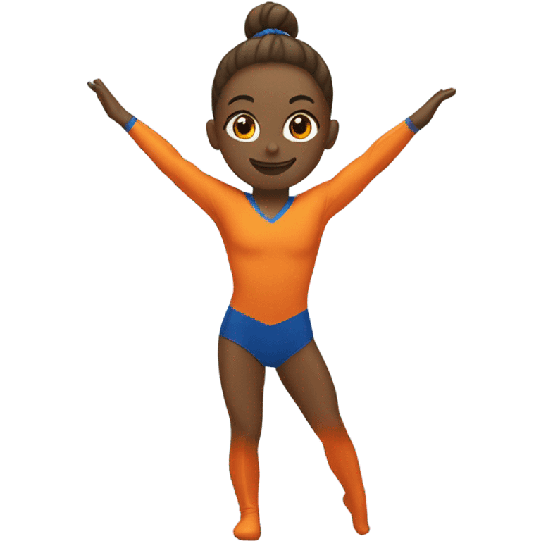 Gymnast waering orange and blue emoji