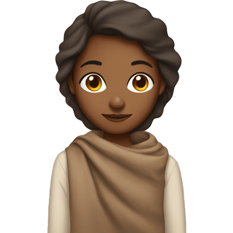 Brown girl with duvet around her shoulders emoji