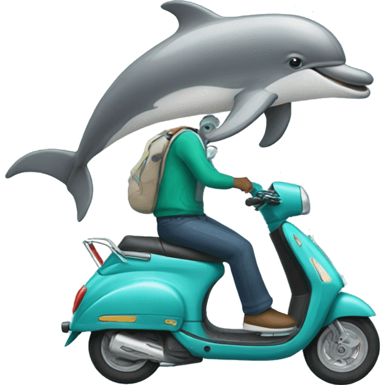 Dolphin riding a scooter emoji