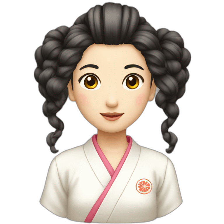 japonesa cabelo longo agradecendo emoji