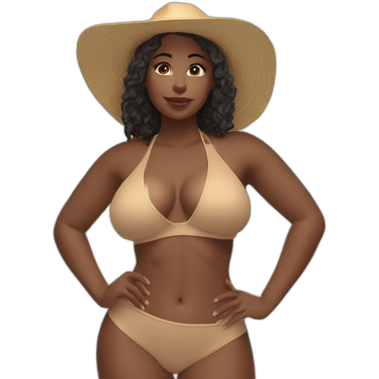 Slim-thicc Caucasian woman small bikini pose (beach body) emoji