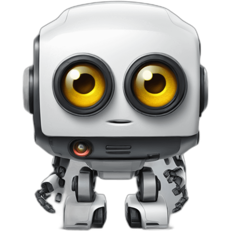 Pixotope robot mascot with a single camera lens eye emoji