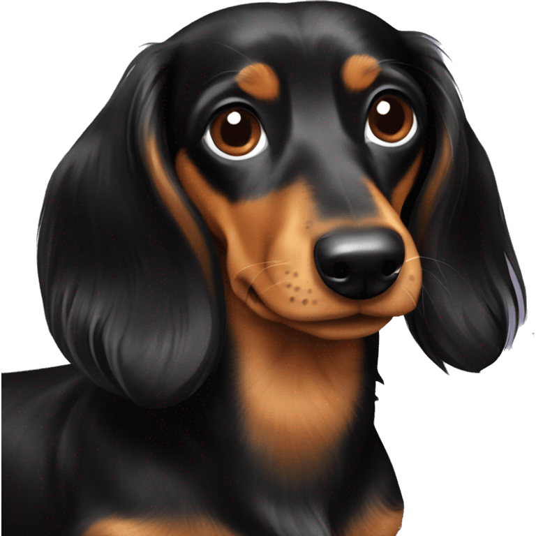 long hair black and tan dachshund emoji