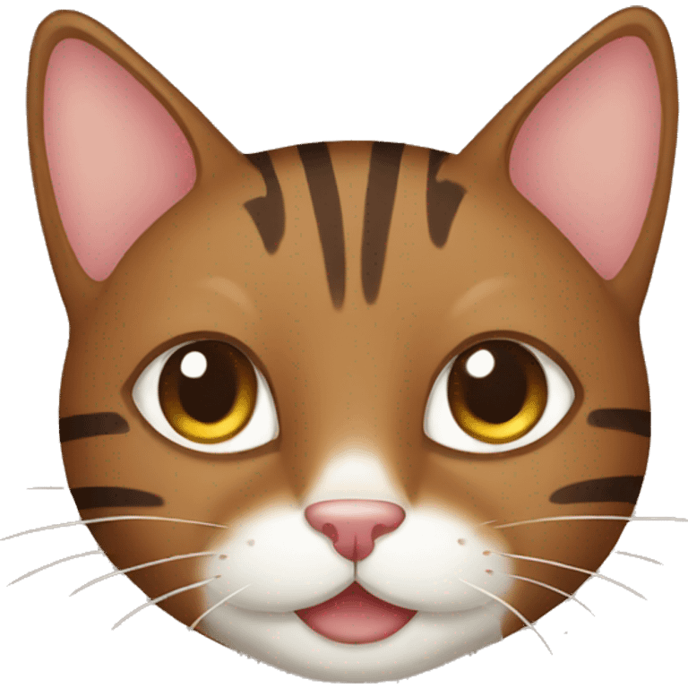 cute brown cat with stripes happy emoji