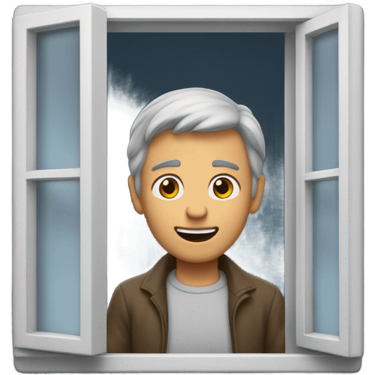 Tall tannish man with gray hair opening a window  emoji