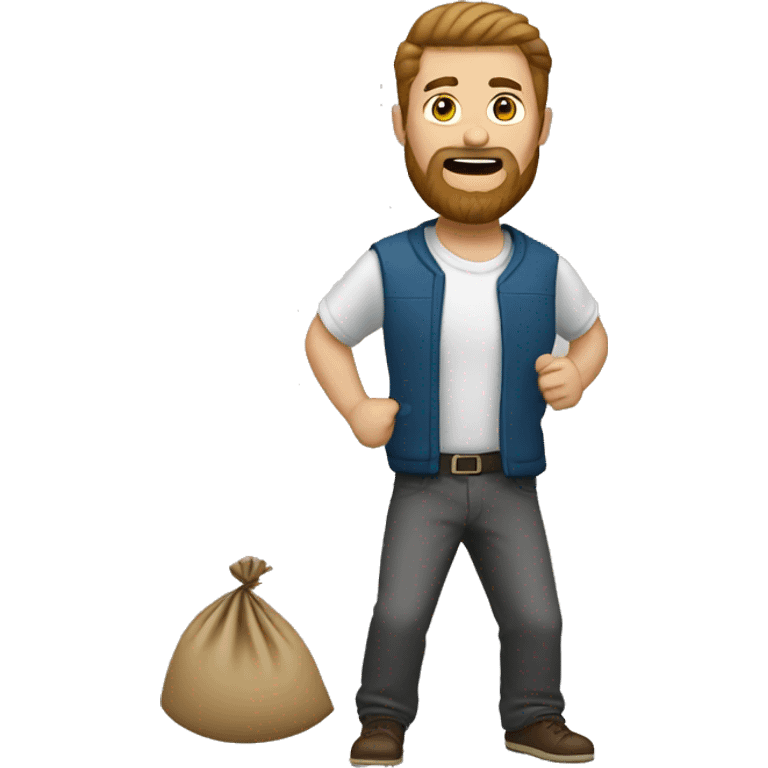 White man with brown beard throwing beanbags emoji