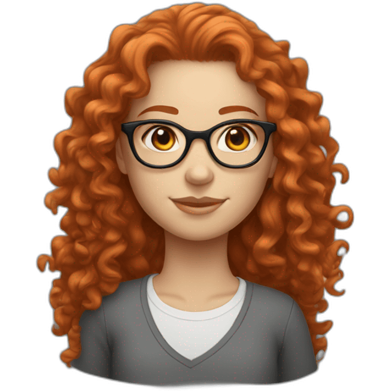 curly red hair white girl in glasses emoji