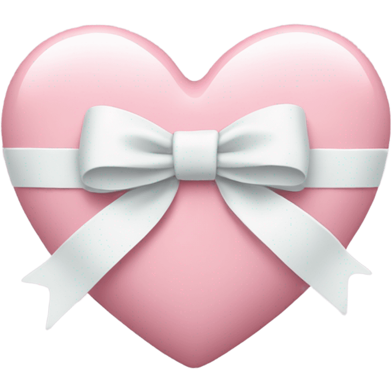 Pastel pink heart with white bow emoji