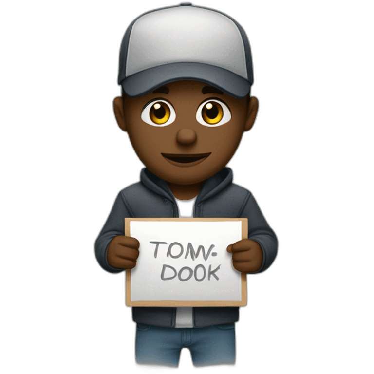 Yomi Denzel holding a sign and writing on it « Matt_dv 100K » emoji