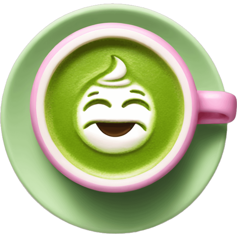 Matcha with latte art in pink cup emoji