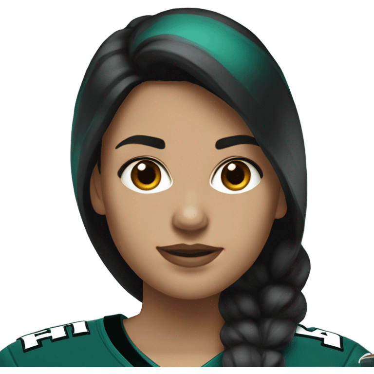  White female dark hair wearing Philadelphia Eagles jersey emoji