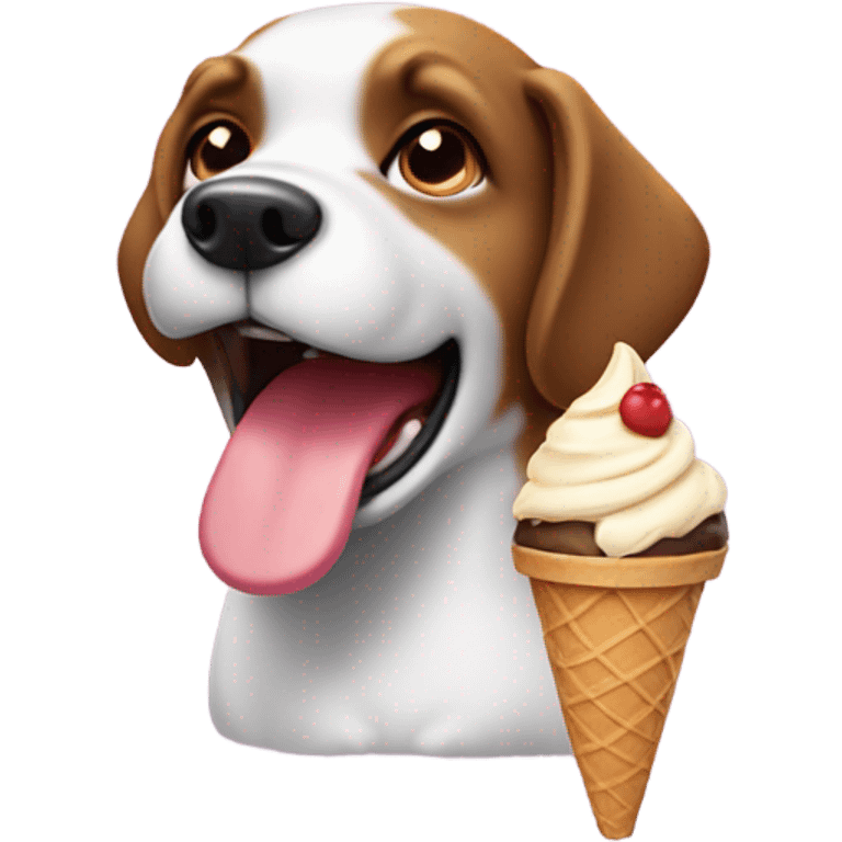 Dog with an ice cream cone emoji