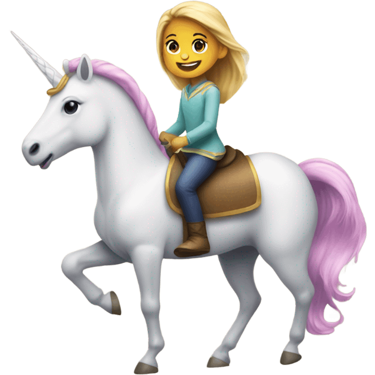 Ten year old girl riding a unicorn  emoji