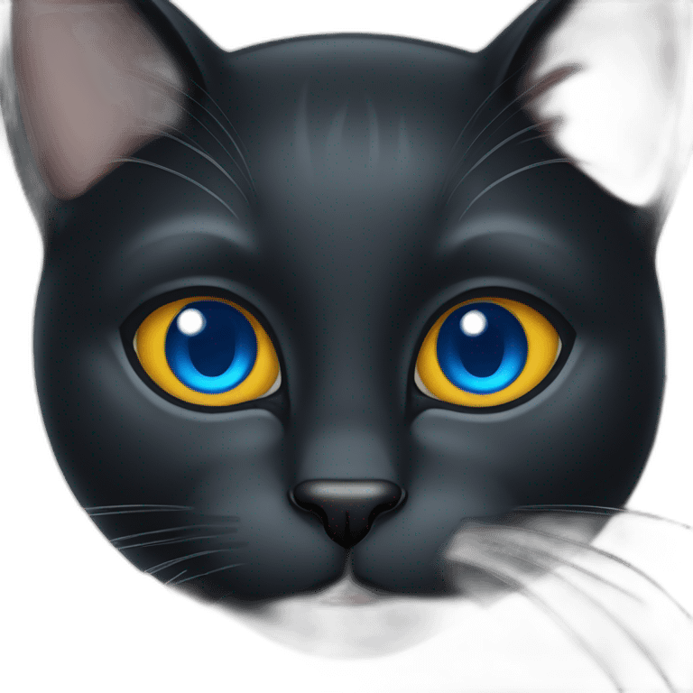 black cat with blue eyes holds kvass emoji