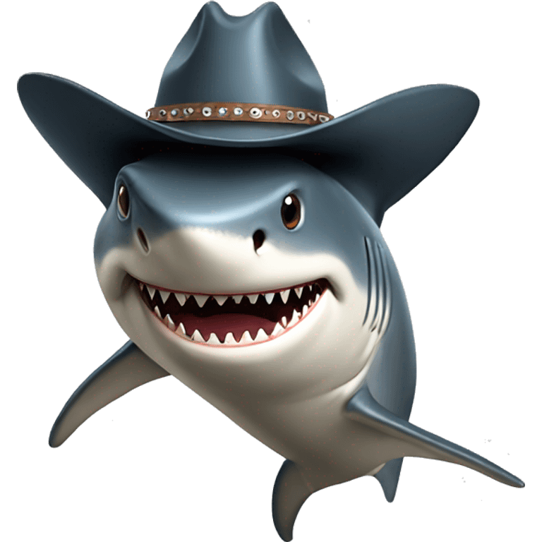 Shark wearing a cowboy hat emoji