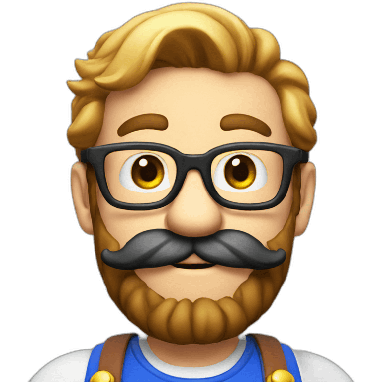 Super Mario with glasses, abd beard emoji