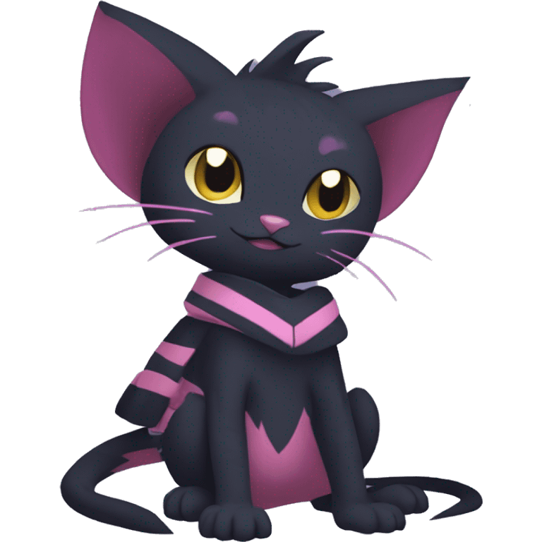 Cool Anthro Black Noibat-Quilava-Cat-Pokémon with edgy stripes Full Body emoji