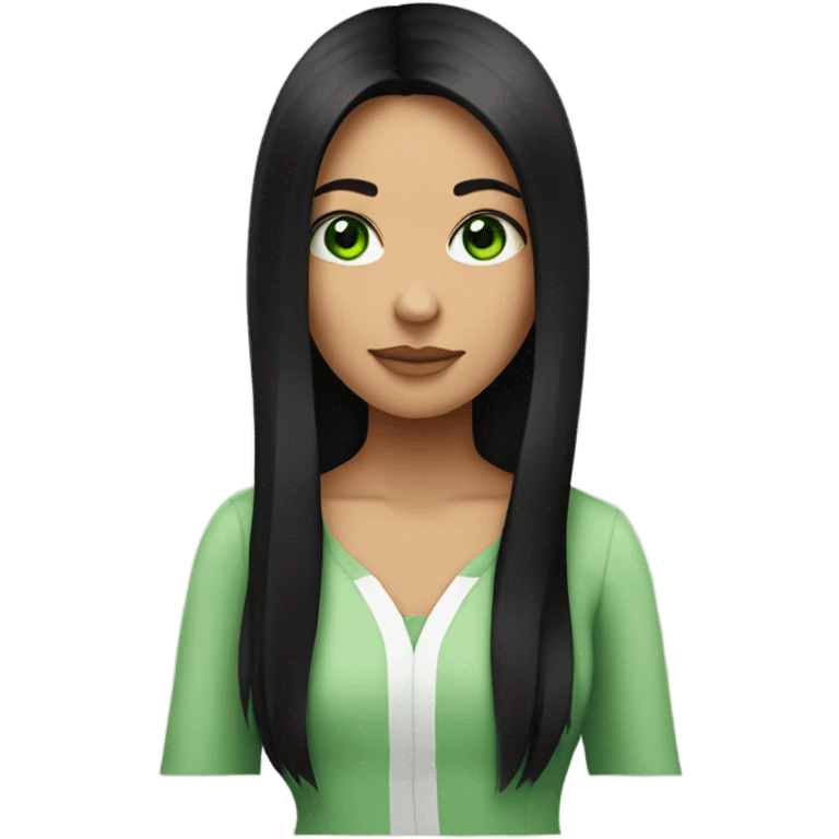 A girl with green eyes and black hair  emoji