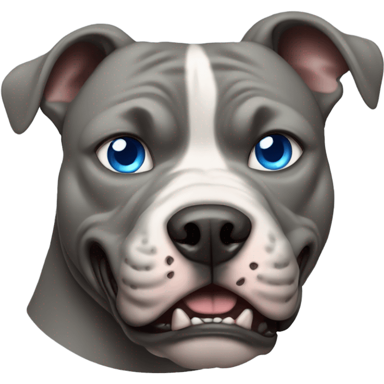 Angry Grey Pitbull with Blue Eyes emoji